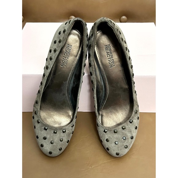 Kenneth Cole Reaction Shoes - Kenneth Cole Reaction Womens Leather Upper Wedge Studs 7.5M Mid Heel Punk